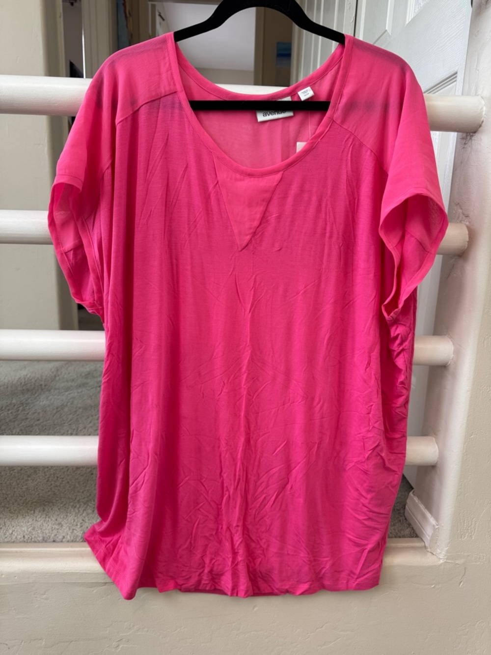 Avenue Bright Pink Scoop Neck Short Sleeve Tunic